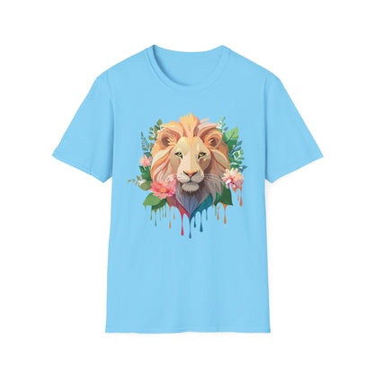 Gildan Unisex Lion Shirt Floral Lion Tee Animal Print Softstyle Tee