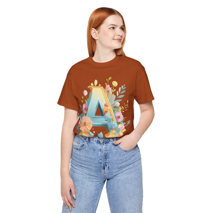 Natural Cotton Tee Shirt - Letters Collection - A Printify