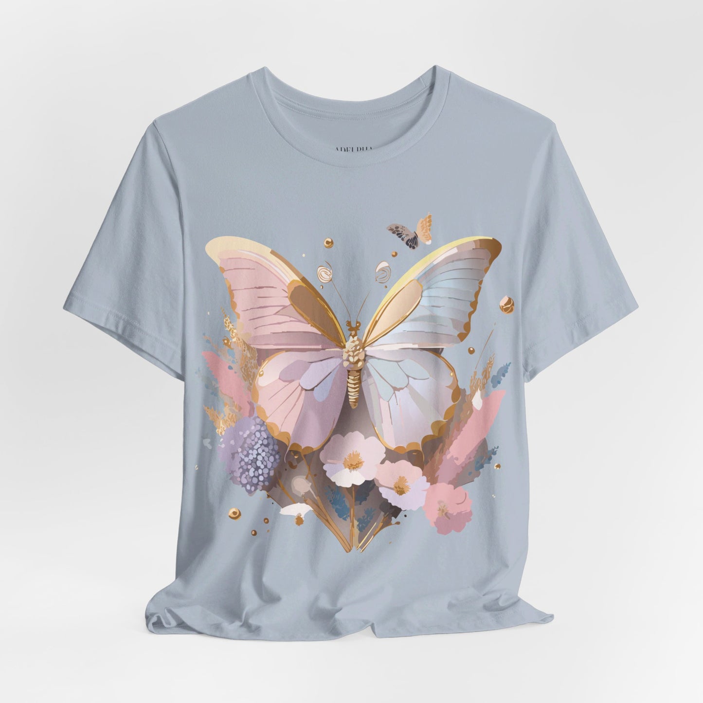 Natural Cotton Tee Shirt with Butterfly