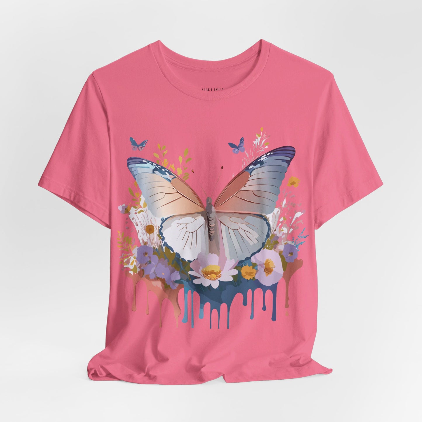 Natural Cotton Tee Shirt with Butterfly