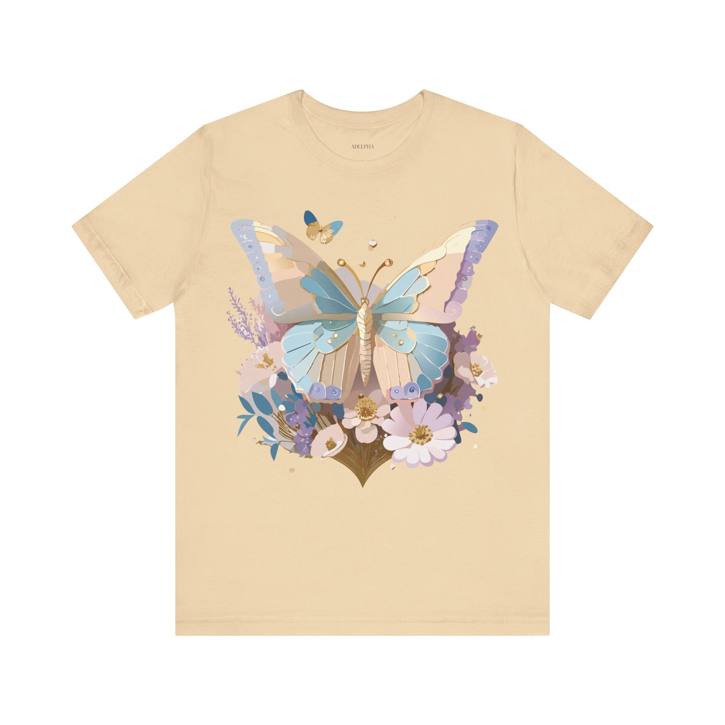 Natural Cotton Tee Shirt with Butterfly