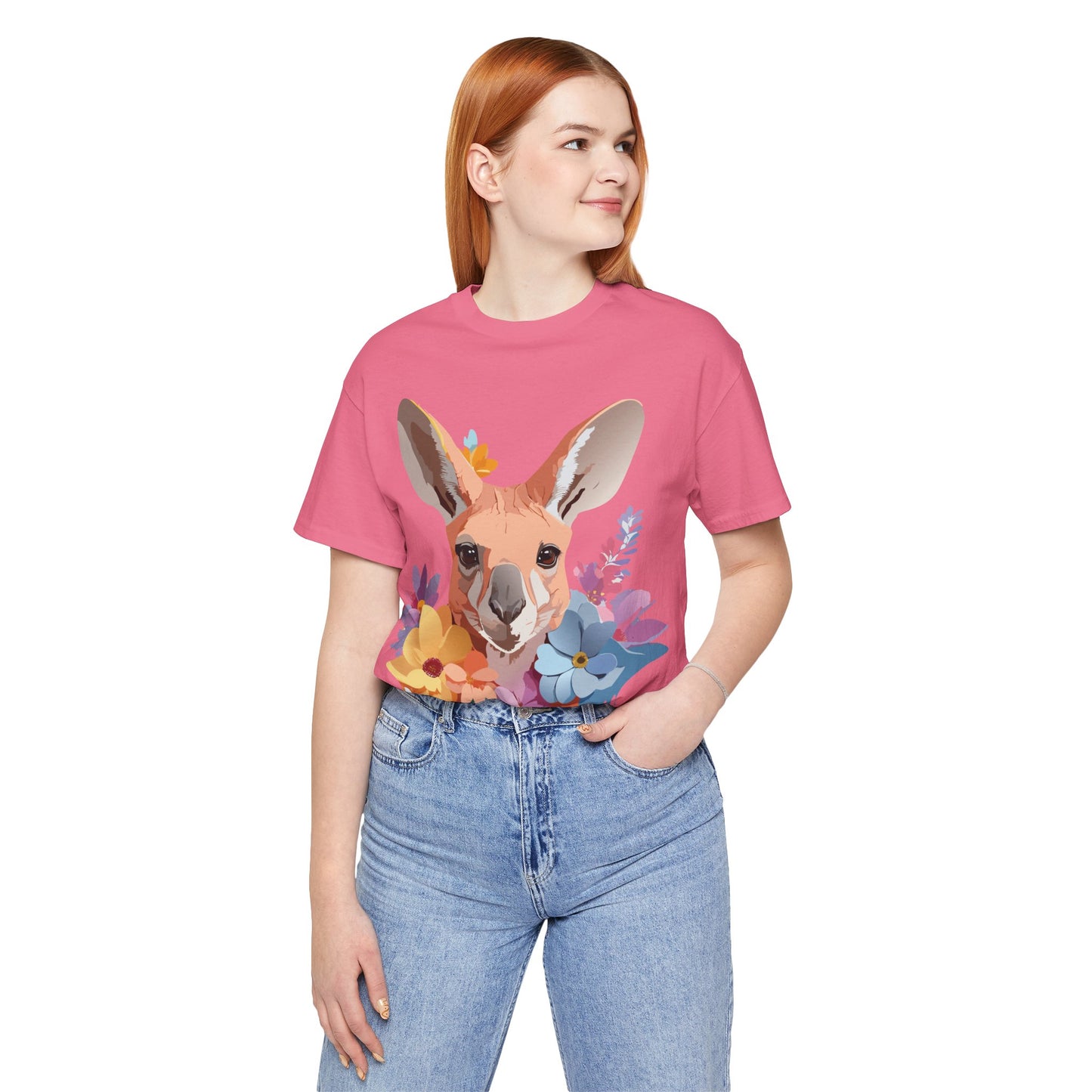 Natural Cotton Tee Shirt with Kangaroo