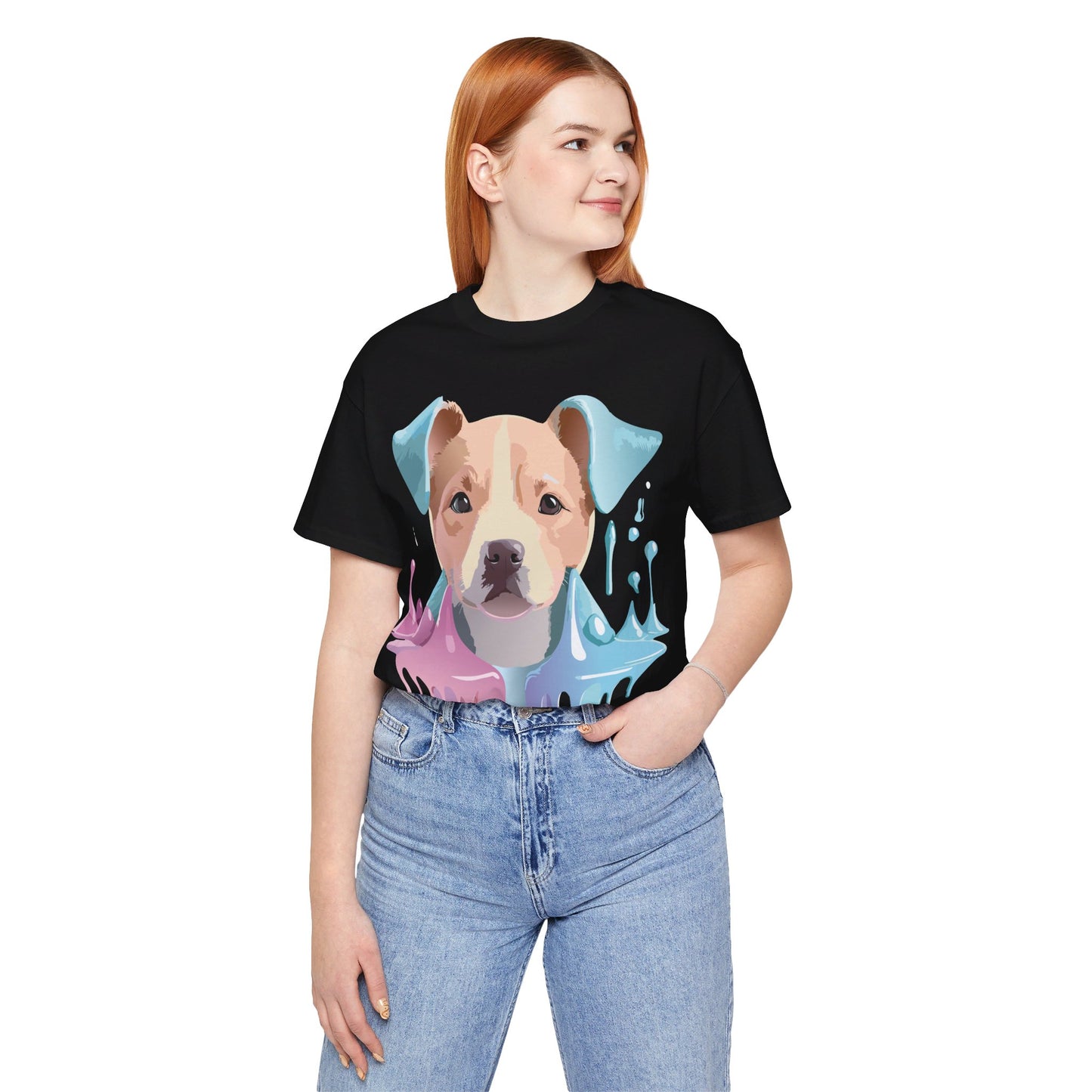 Natural Cotton Tee Shirt with Dog