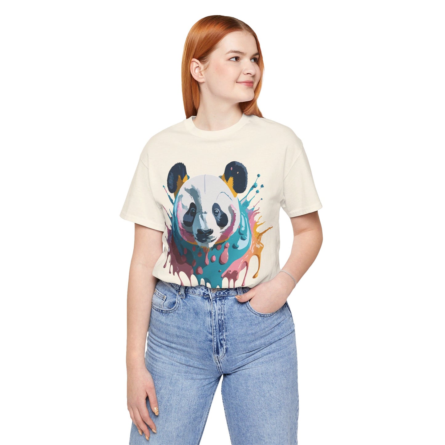 Natural Cotton Tee Shirt with Panda