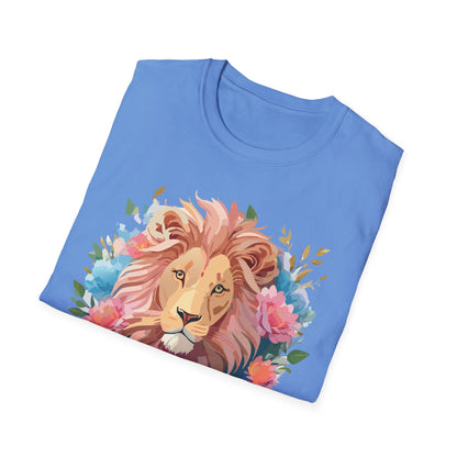 Lion Shirt Unisex Floral Lion Tee 100 Percent Cotton Softstyle Gildan 64000