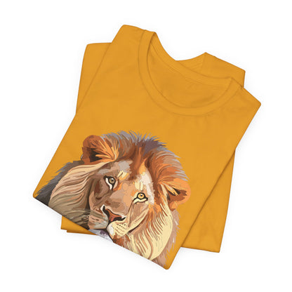 Safari Lion Head Illustration T-Shirt Unisex Cotton Realistic Lion Portrait Tee 3