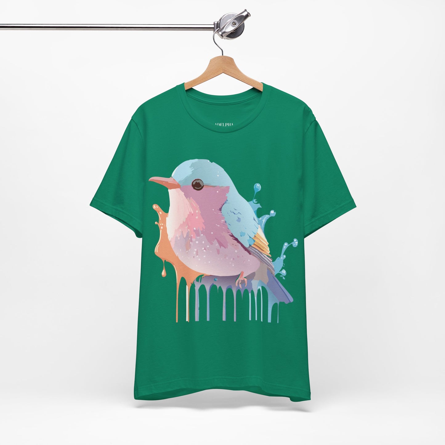 Natural Cotton Tee Shirt with Bird