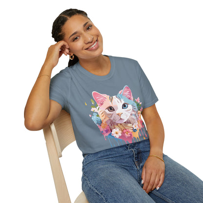 Cat Shirt Unisex Softstyle Tee 100 Percent Ring Spun Cotton Kitten Tee