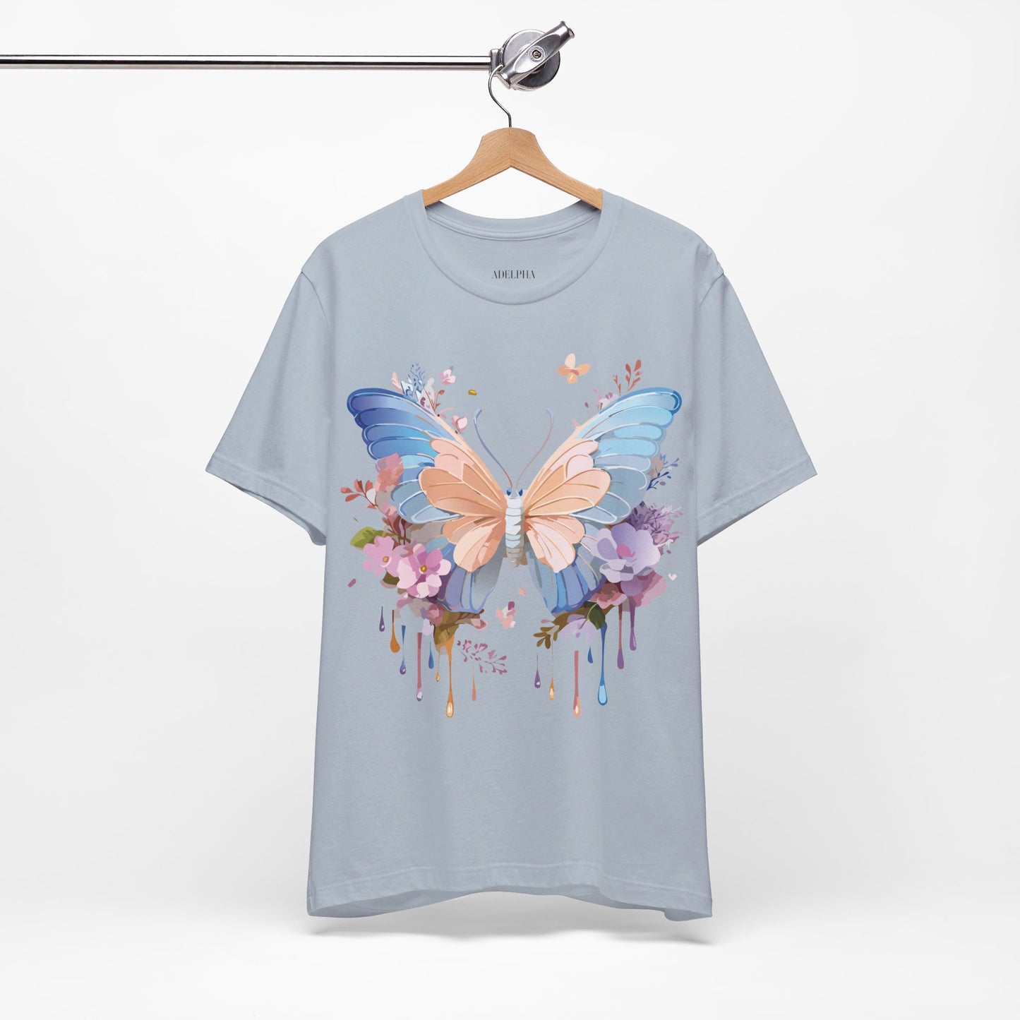 Natural Cotton Tee Shirt with Butterfly