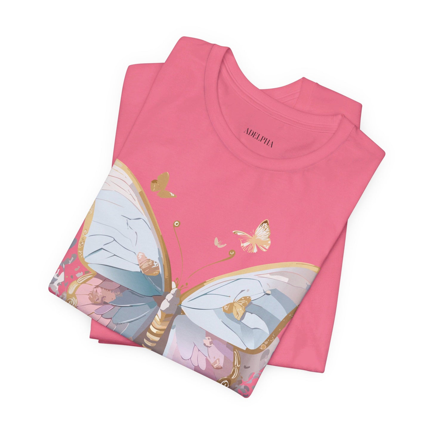 Natural Cotton Tee Shirt with Butterfly