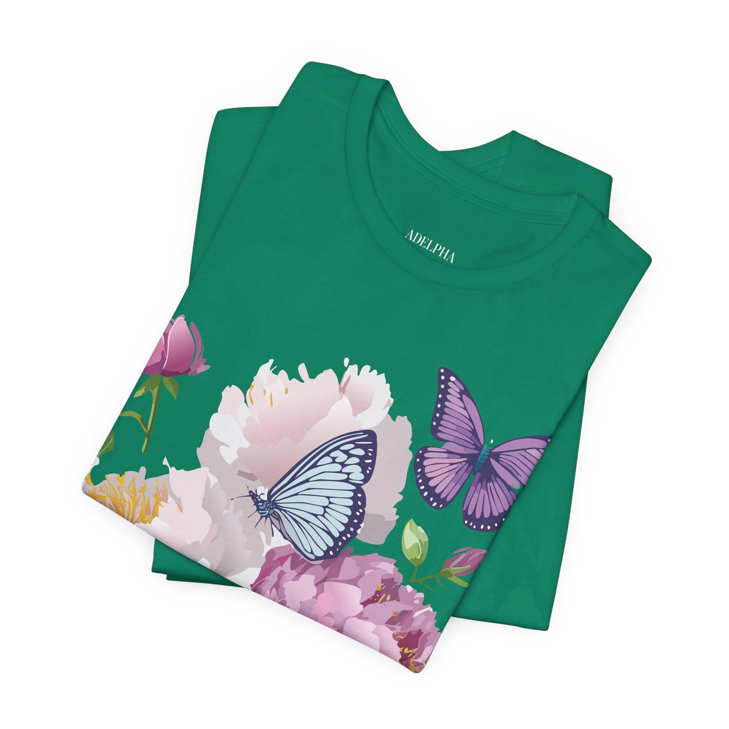 Natural Cotton Tee Shirt with Flowers