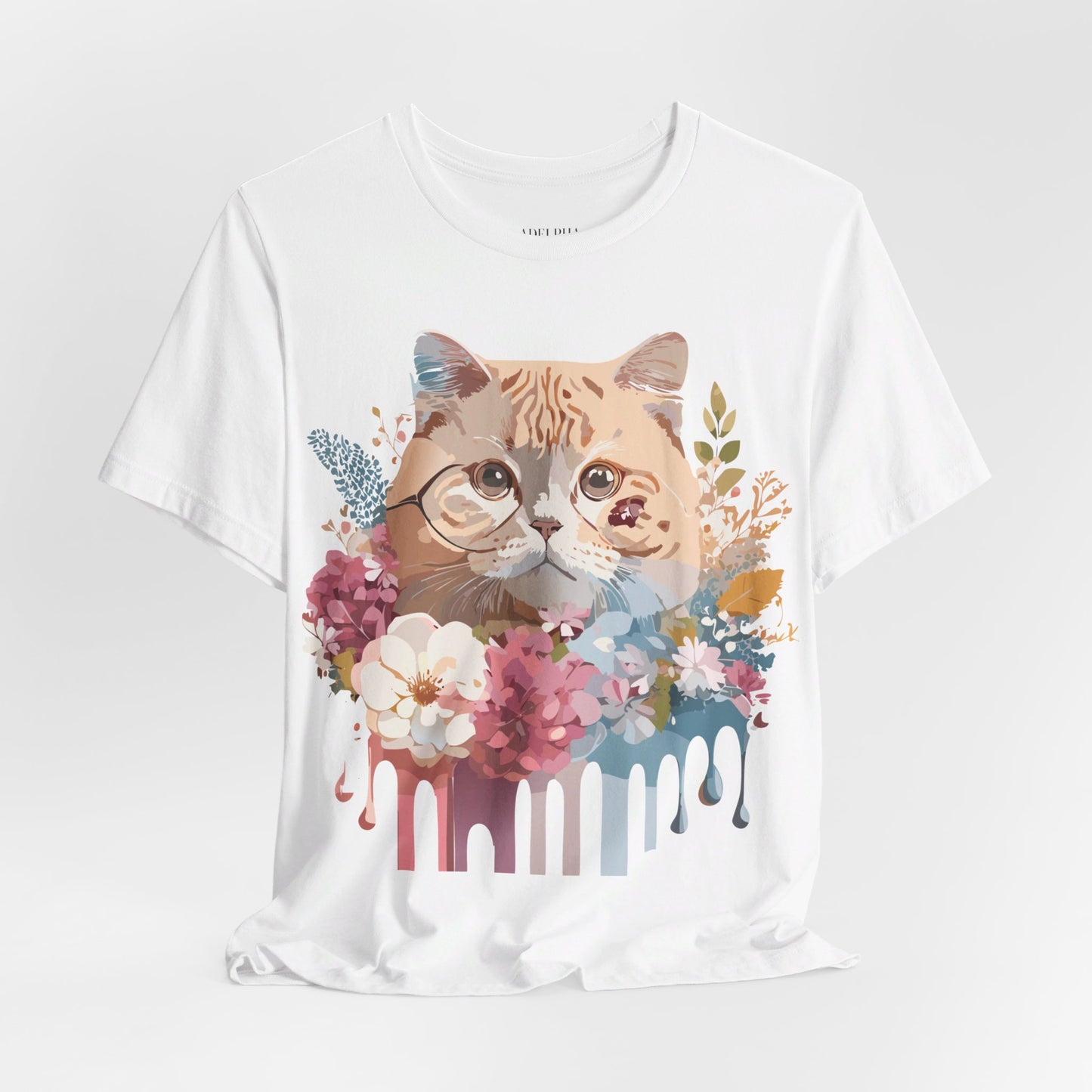 Natural Cotton Tee Shirt with Cat