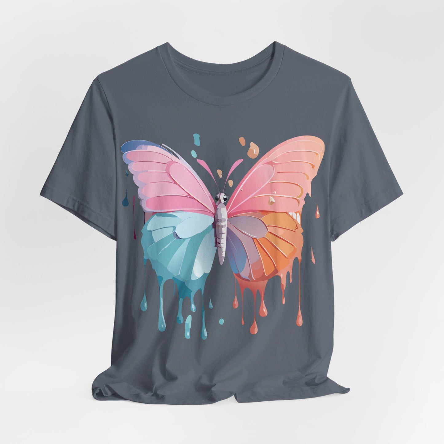 Natural Cotton Tee Shirt with Butterfly