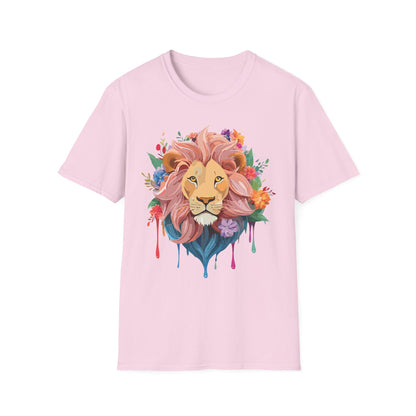 Lion Shirt Unisex Floral Lion Tee Animal Print Softstyle Tee