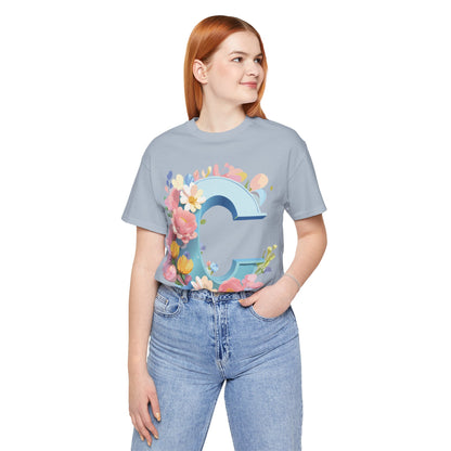 Natural Cotton Tee Shirt - Letters Collection - C Printify