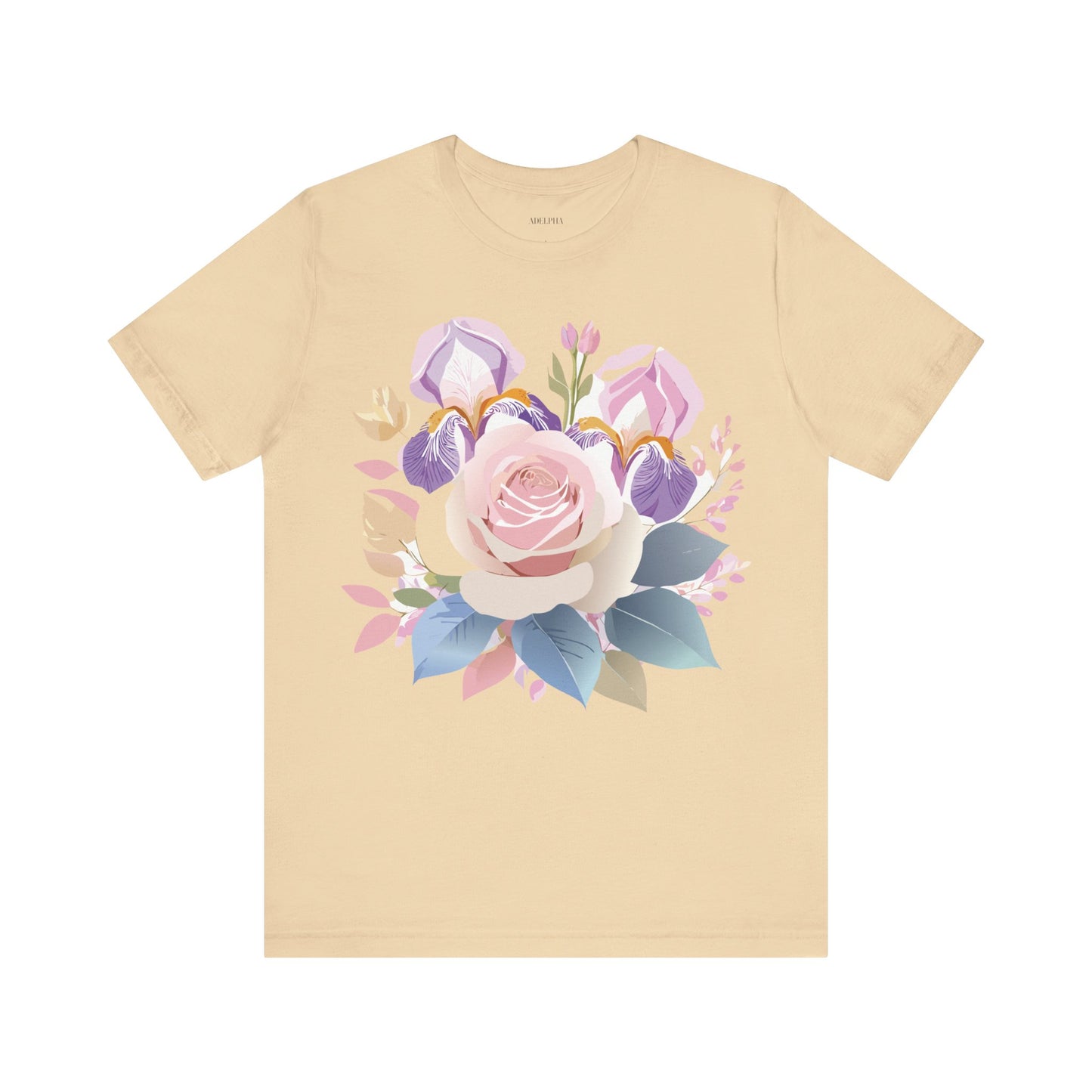 Natural Cotton Tee Shirt with Flowers