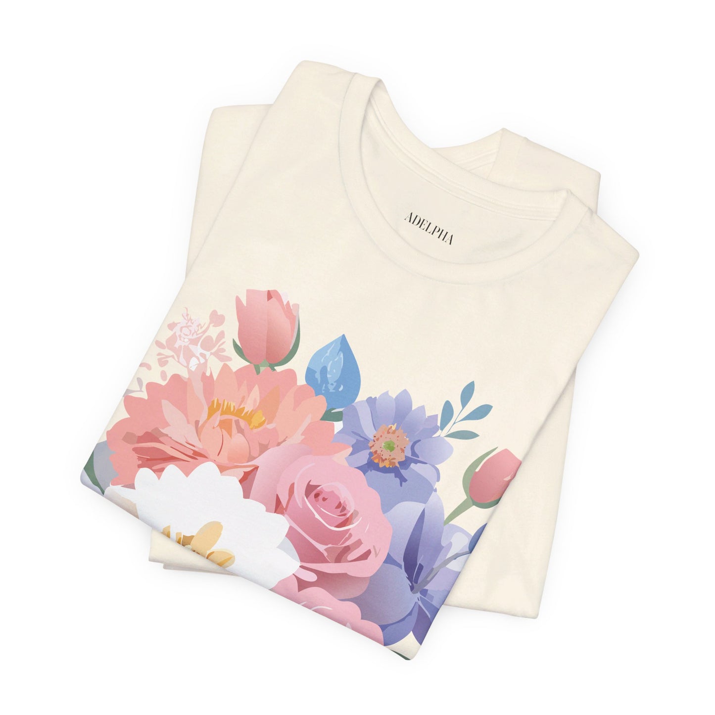 T-shirt en coton naturel avec fleurs