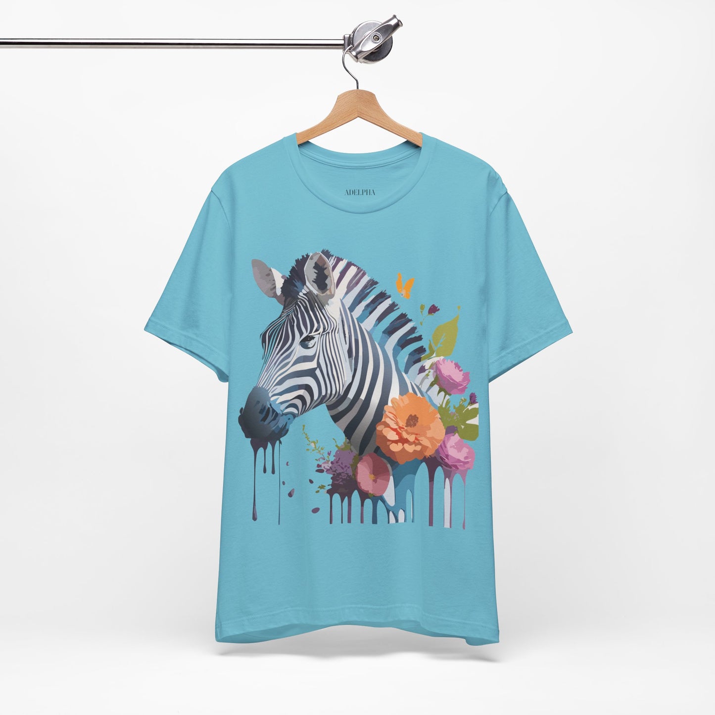 Natural Cotton Tee Shirt with Zebra