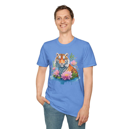 Tiger Print Unisex T Shirt Gildan Softstyle 64000 Animal Tee
