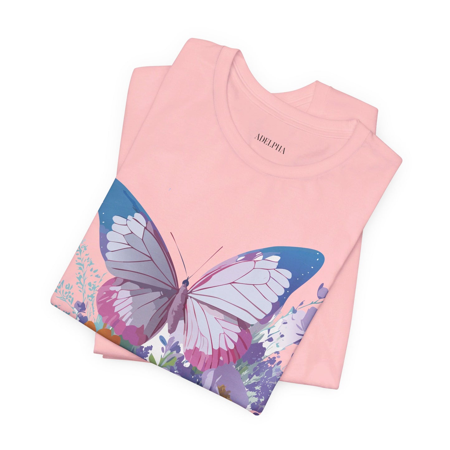 Natural Cotton Tee Shirt with Butterfly