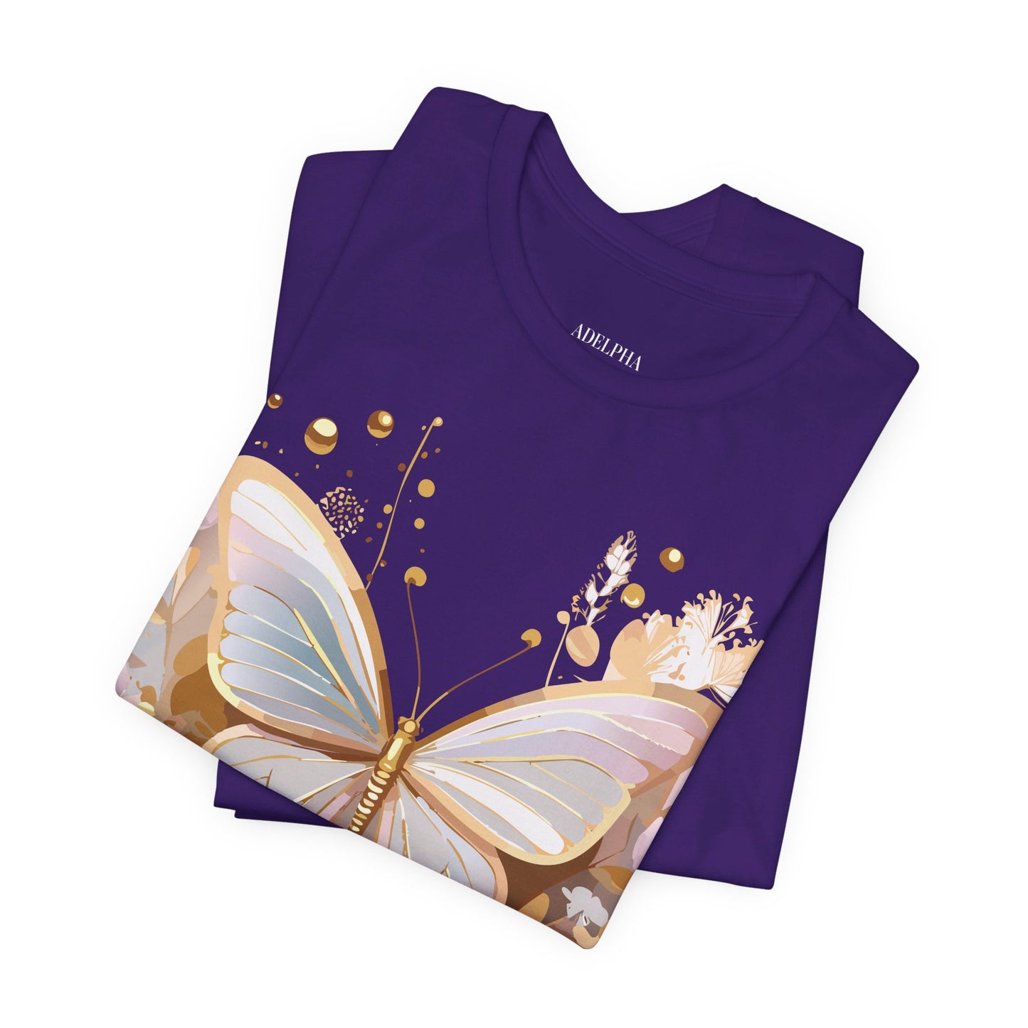 Natural Cotton Tee Shirt with Butterfly