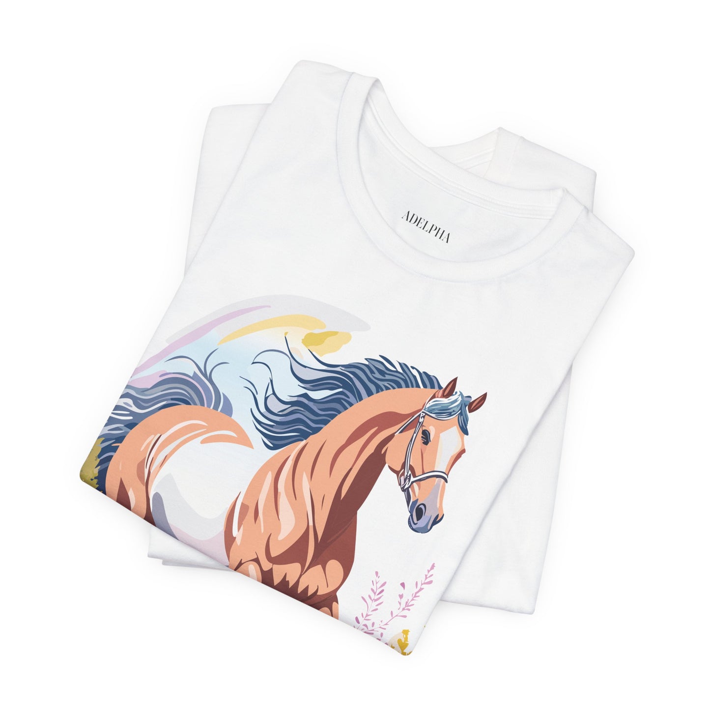 Natural Cotton Tee Shirt with Horse