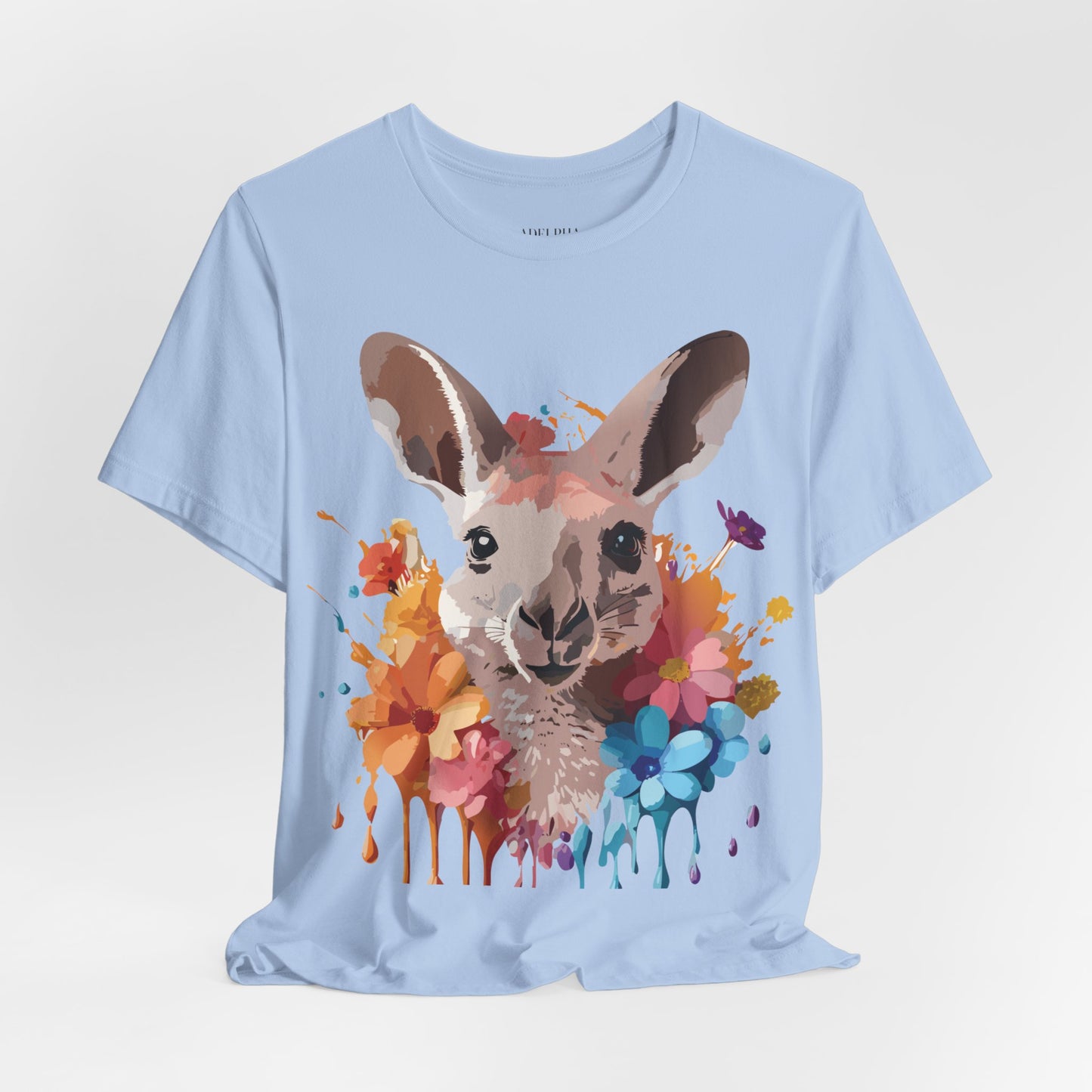 Natural Cotton Tee Shirt with Kangaroo