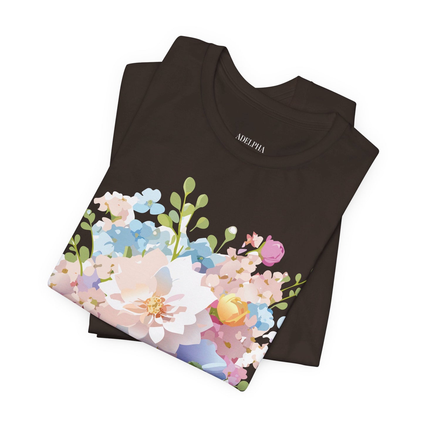 T-shirt en coton naturel avec fleurs