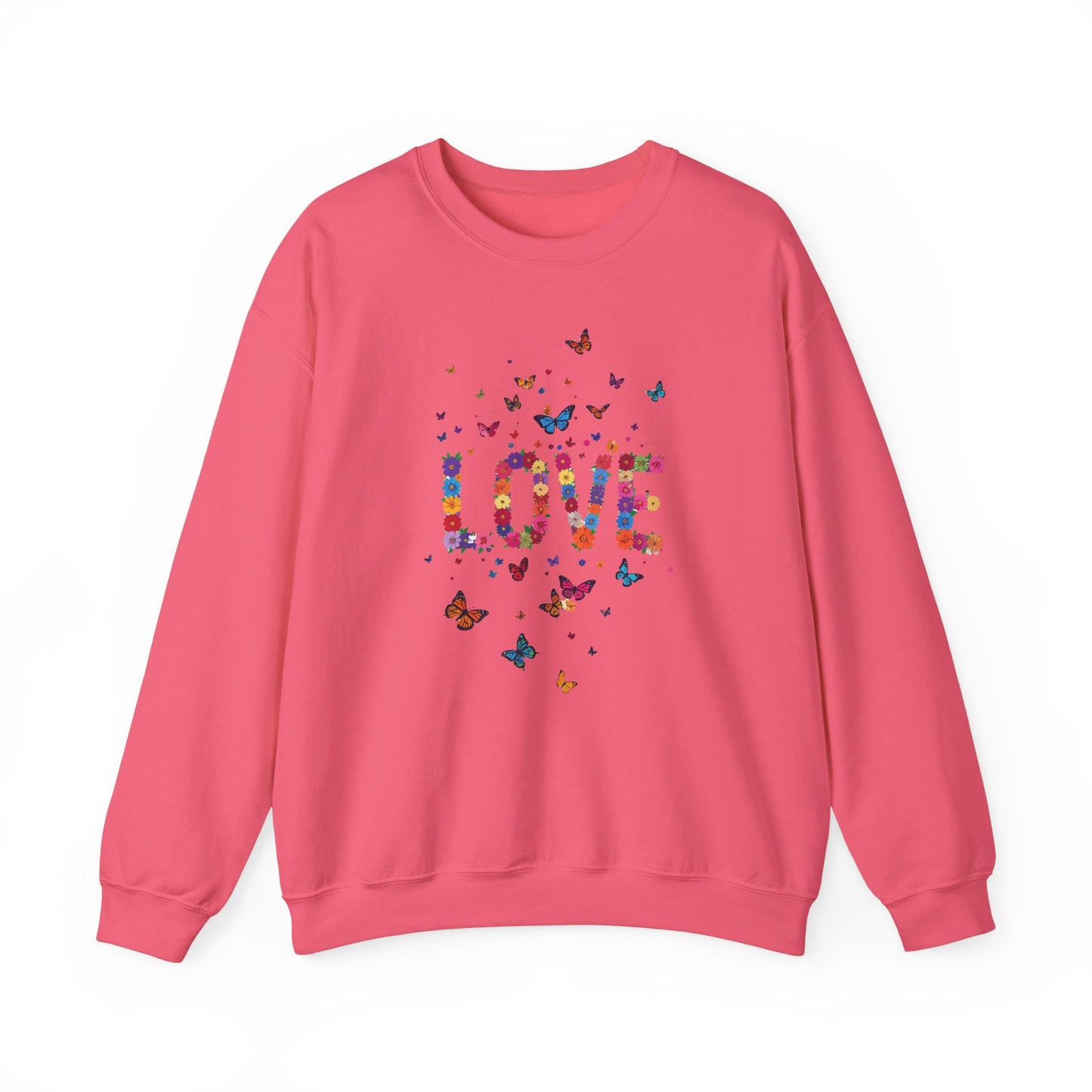 Unisex Floral Love Sweatshirt Fifty Fifty Cotton Poly Valentines Day