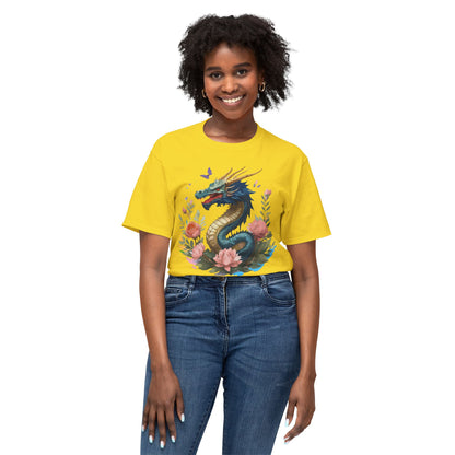 Unisex Dragon T Shirt With Art Print Floral Vintage Dragon Tee