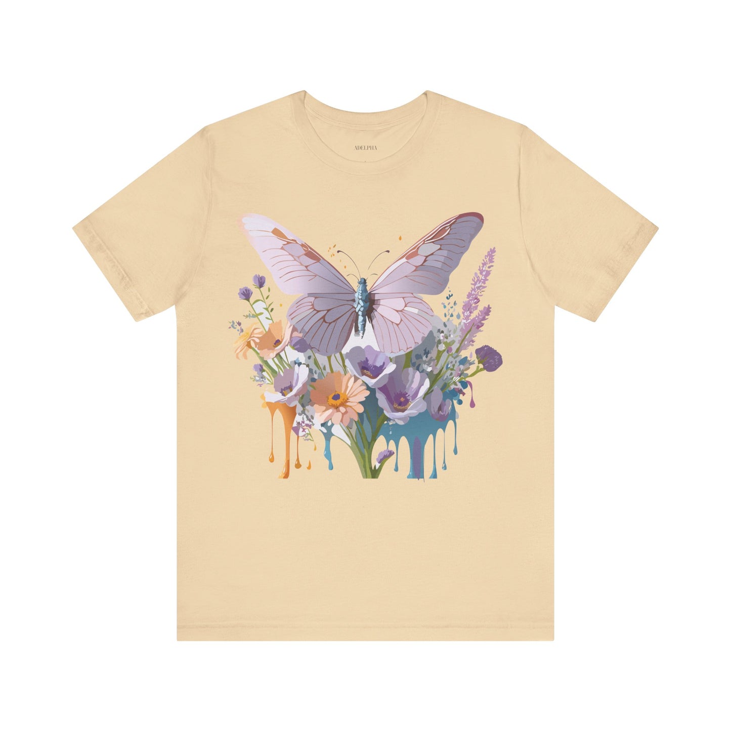 Natural Cotton Tee Shirt with Butterfly