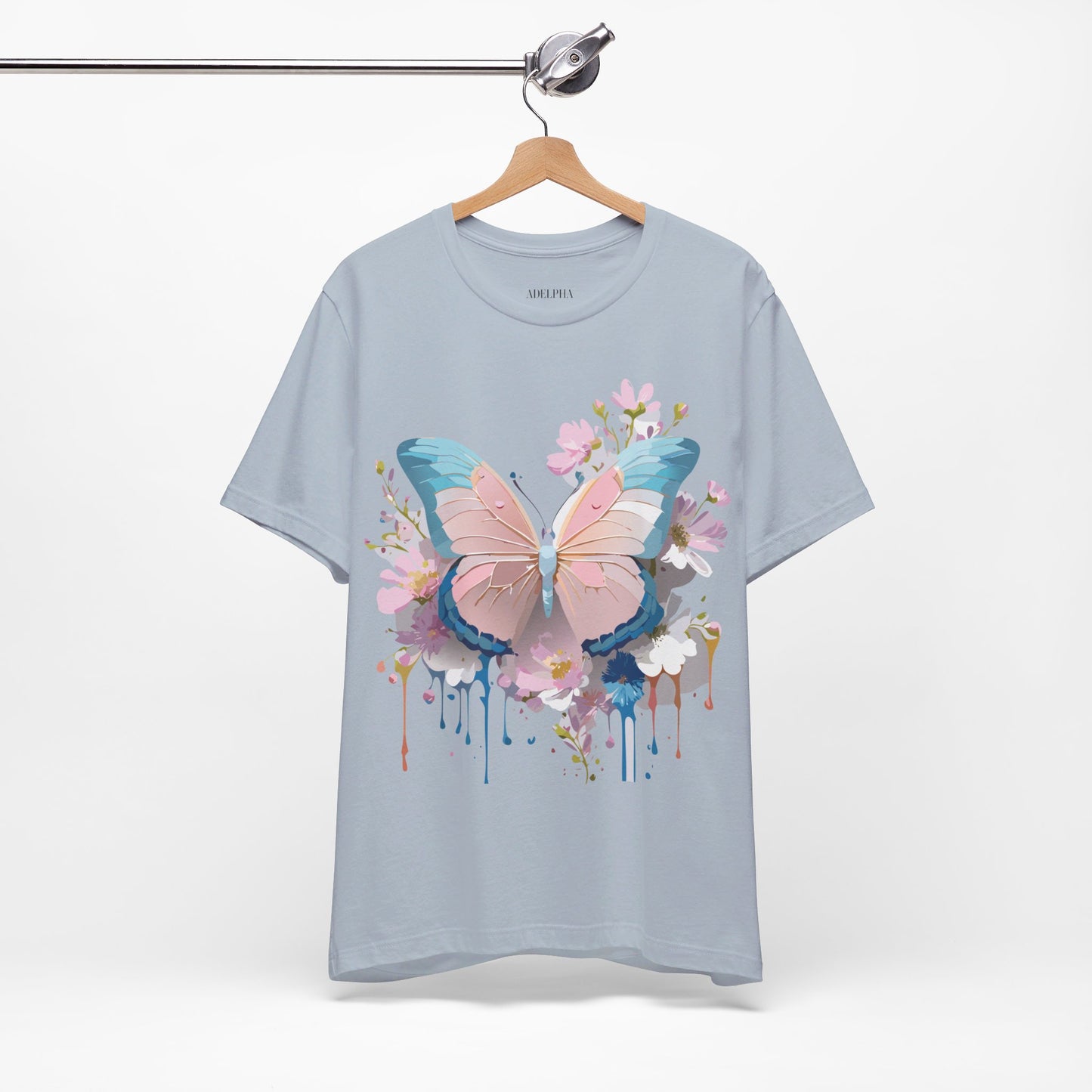 Natural Cotton Tee Shirt with Butterfly