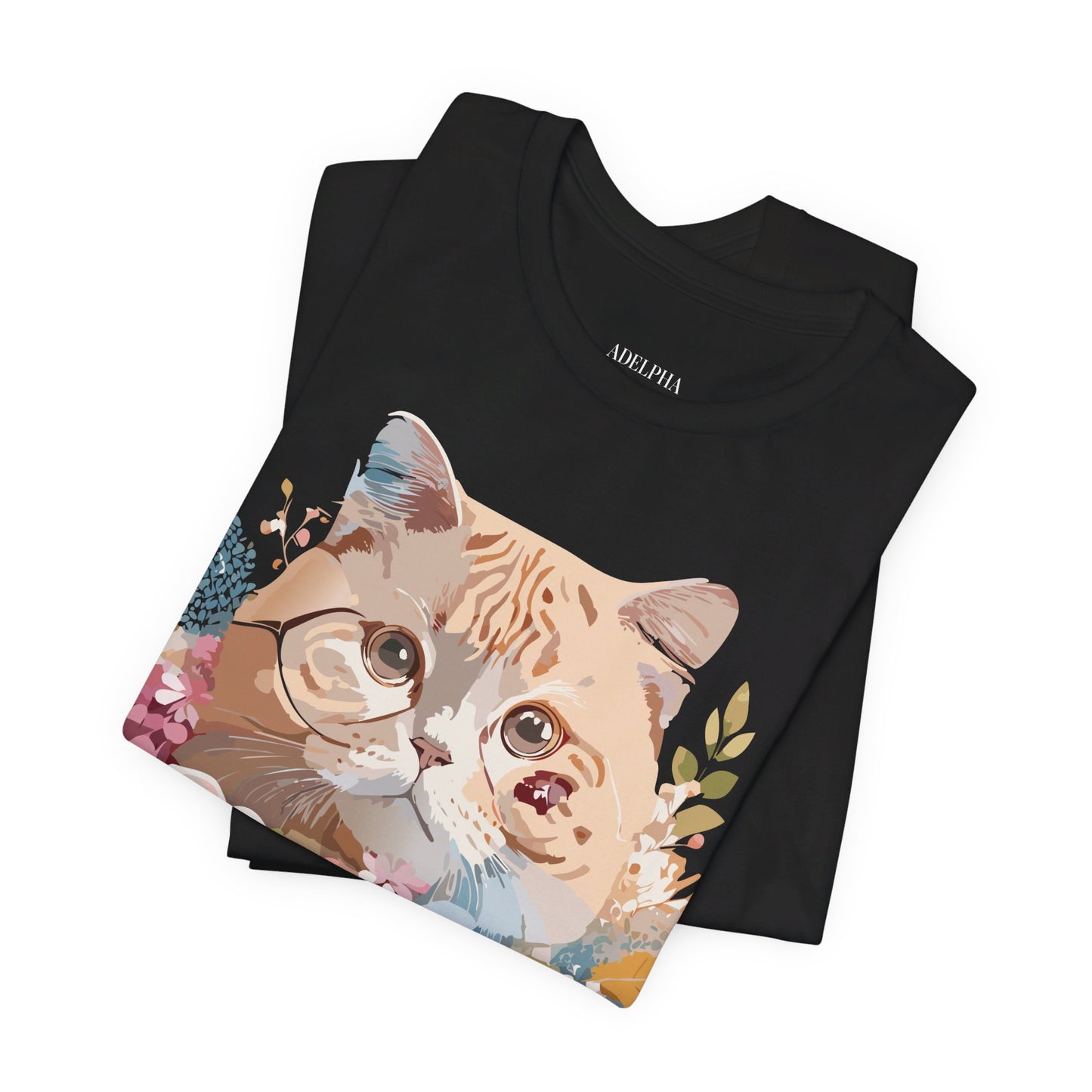 Natural Cotton Tee Shirt with Cat