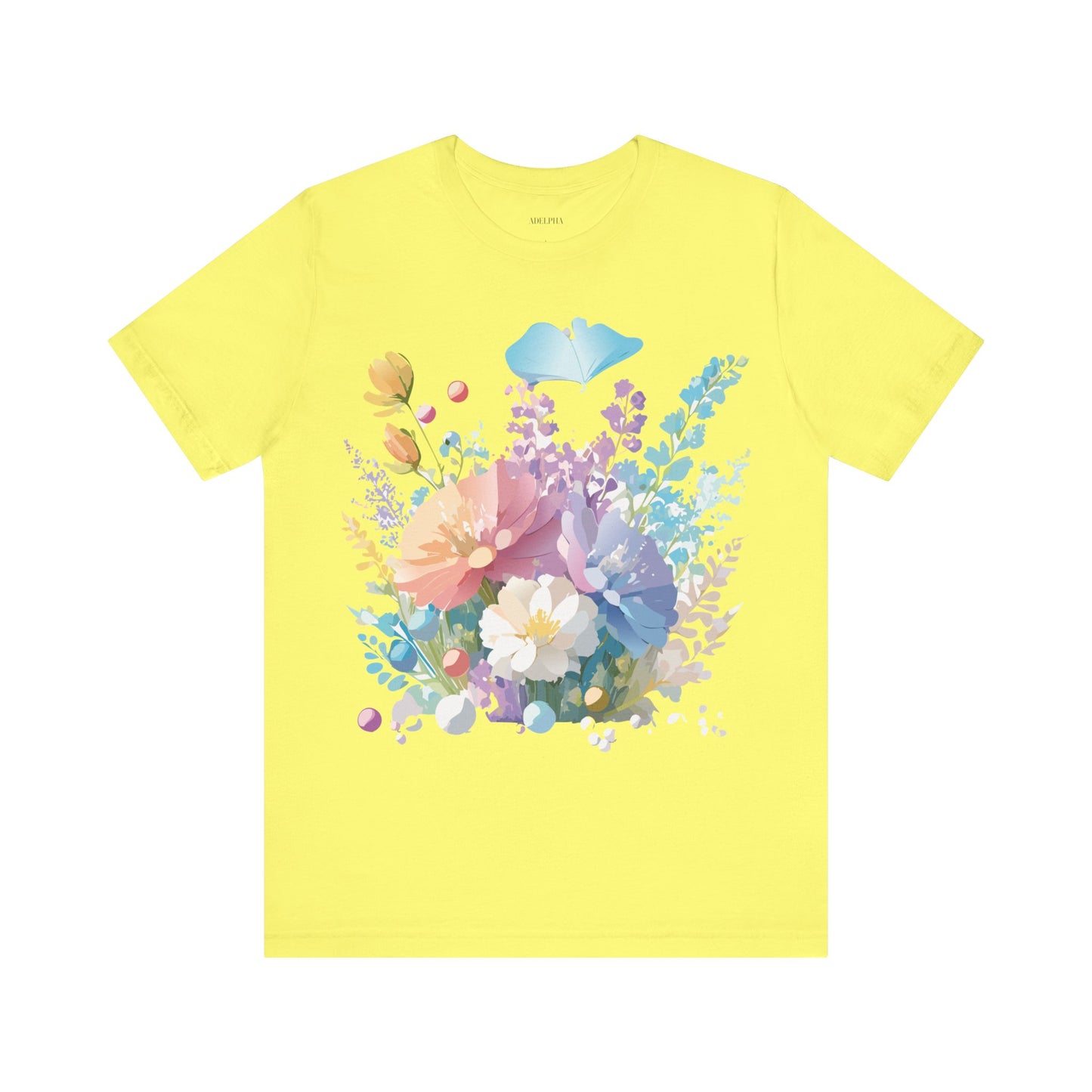 Natural Cotton Tee Shirt with Flowers