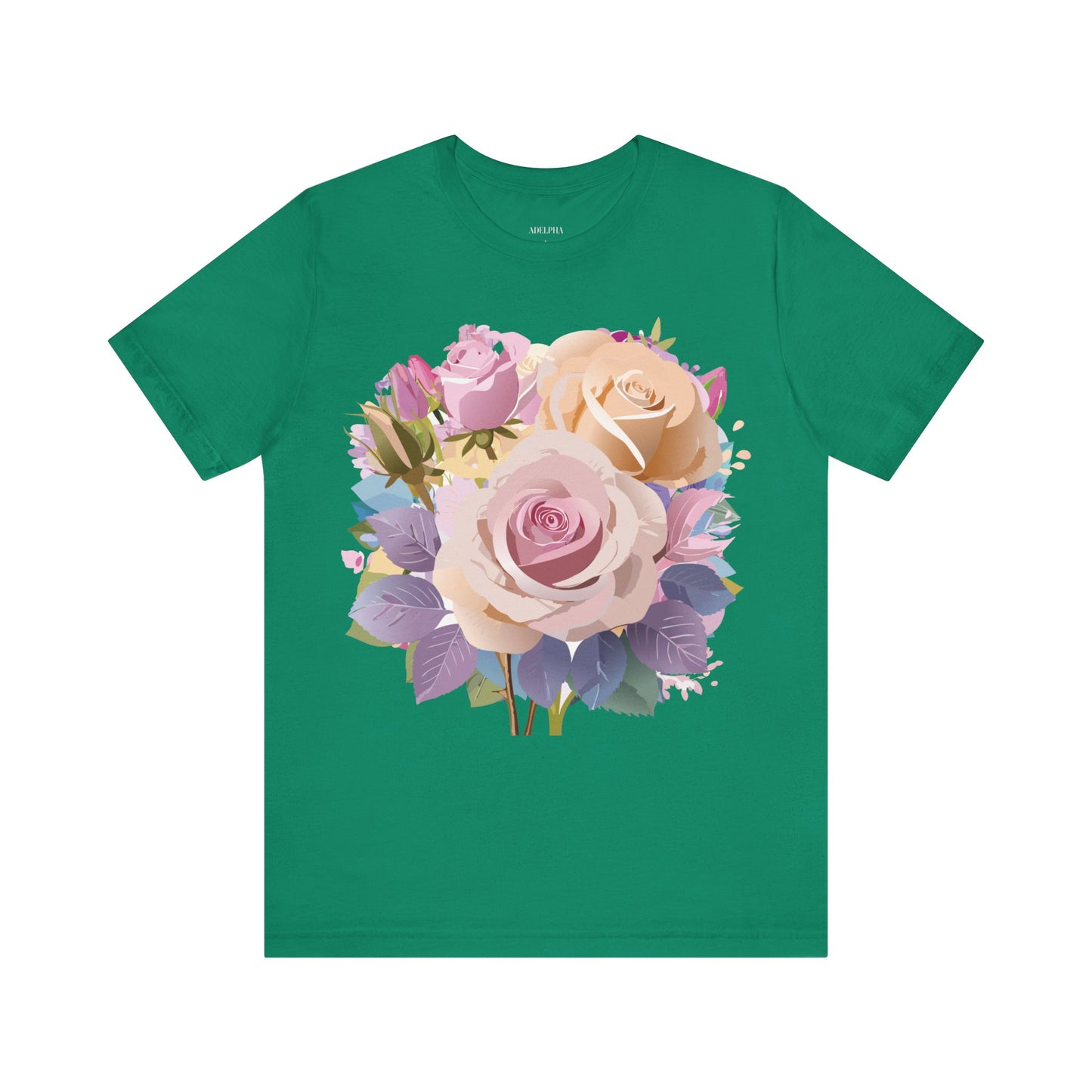 Natural Cotton Tee Shirt with Flowers