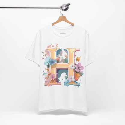 Natural Cotton Tee Shirt - Letters Collection - H Printify