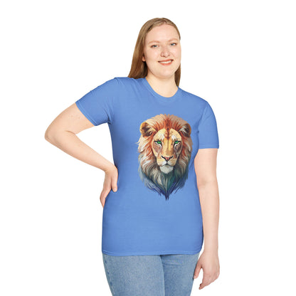 Gildan Softstyle Lion Shirt Unisex Floral Tee Animal Print Tee