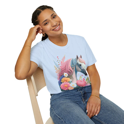 Horse Shirt Unisex Gildan Softstyle 64000 Cotton Tee With Animals