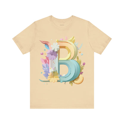 Natural Cotton Tee Shirt - Letters Collection - B Printify