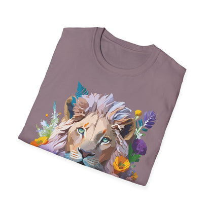 Unisex Lion Shirt Floral Lion Tee Animal Print Tee Gildan 64000