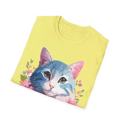 Cat Shirt Unisex Cat Tee Kitten Print Gildan Softstyle 64000