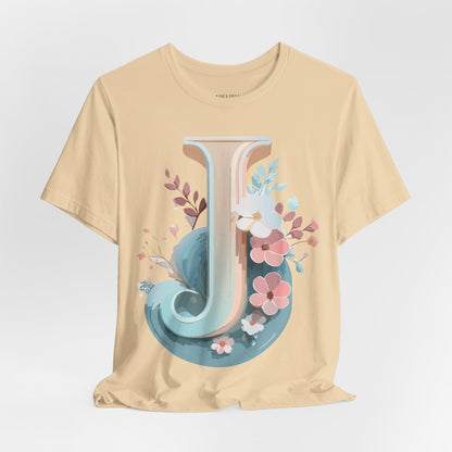 Natural Cotton Tee Shirt - Letters Collection - J Printify