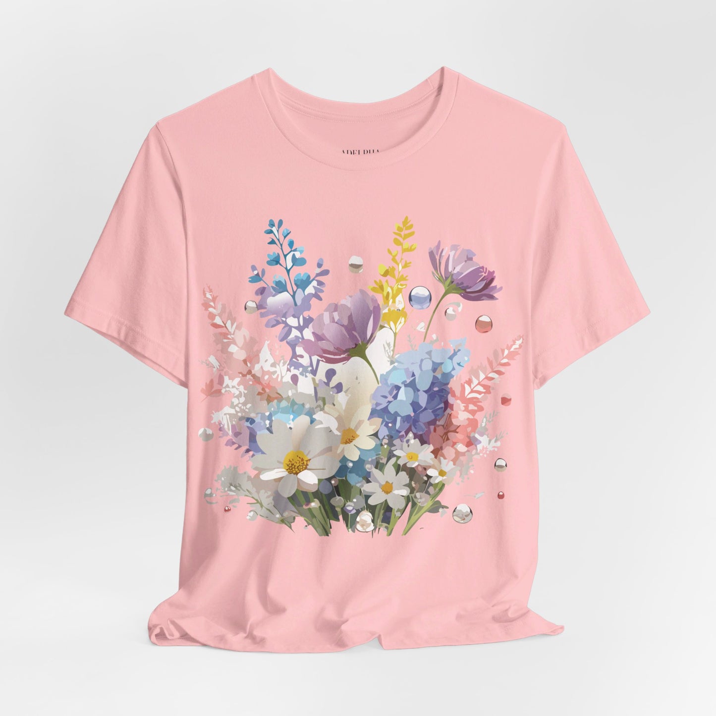 T-shirt en coton naturel avec fleurs