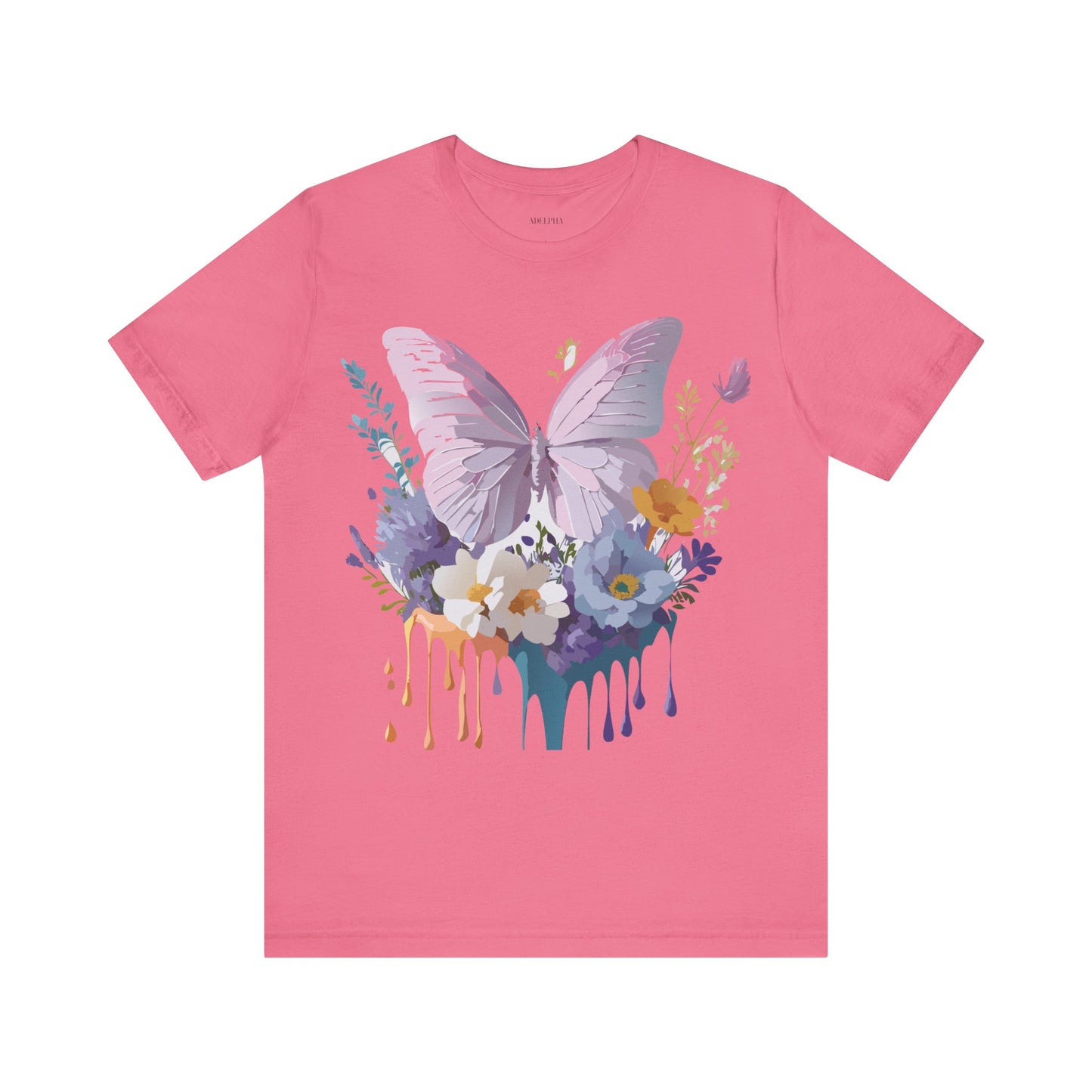 Natural Cotton Tee Shirt with Butterfly