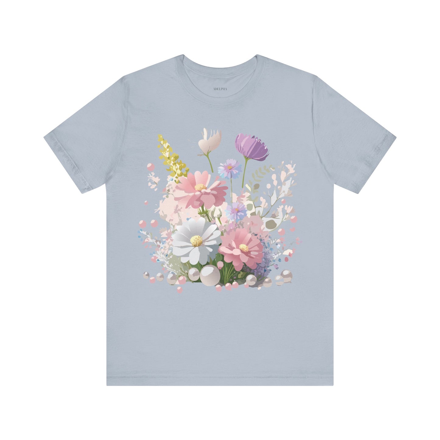 T-shirt en coton naturel avec fleurs