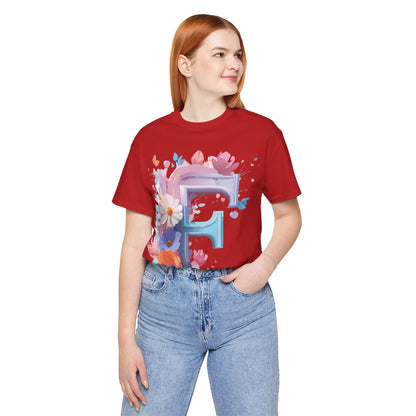 Natural Cotton Tee Shirt - Letters Collection - F Printify