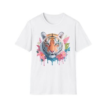 Tiger Print Unisex Softstyle T Shirt Short Sleeve Gildan 64000 Tee