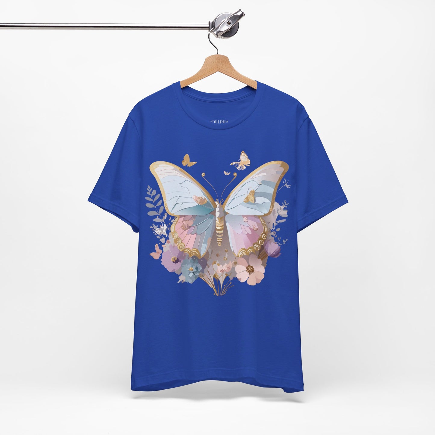 Natural Cotton Tee Shirt with Butterfly