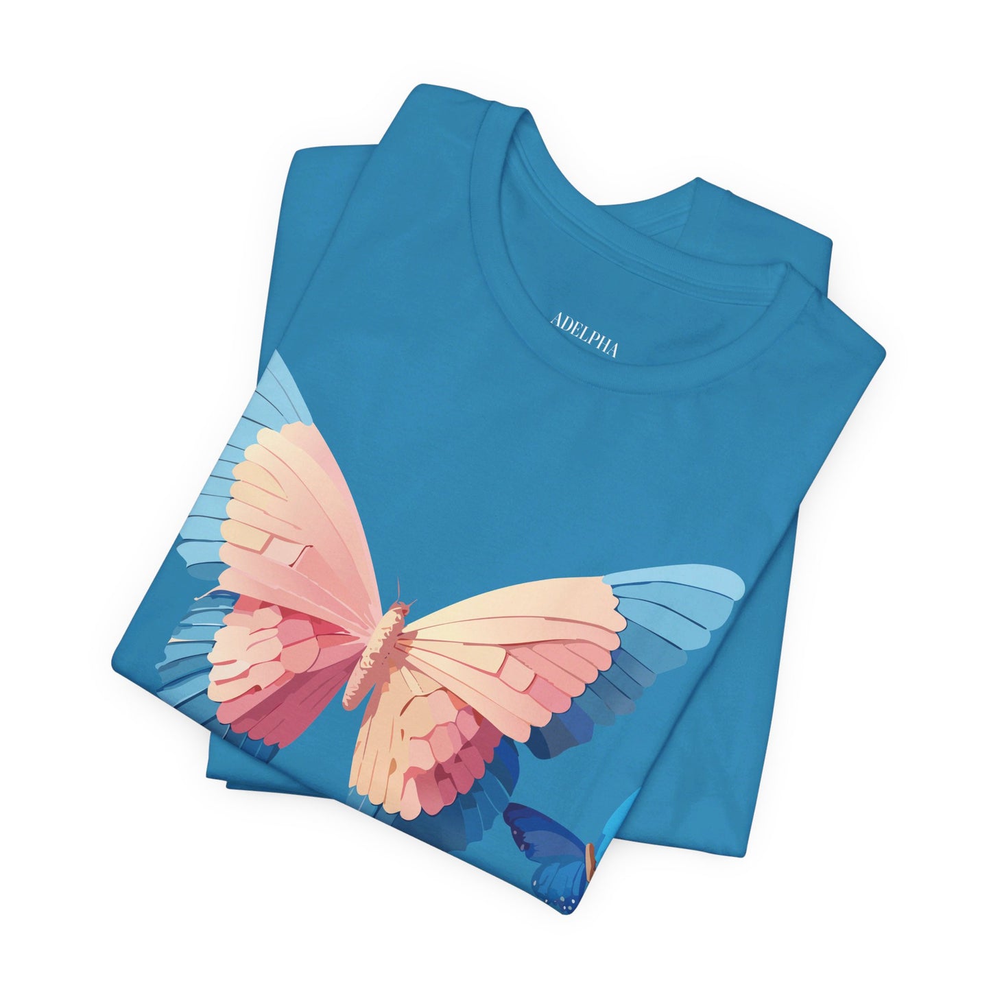 Natural Cotton Tee Shirt with Butterfly