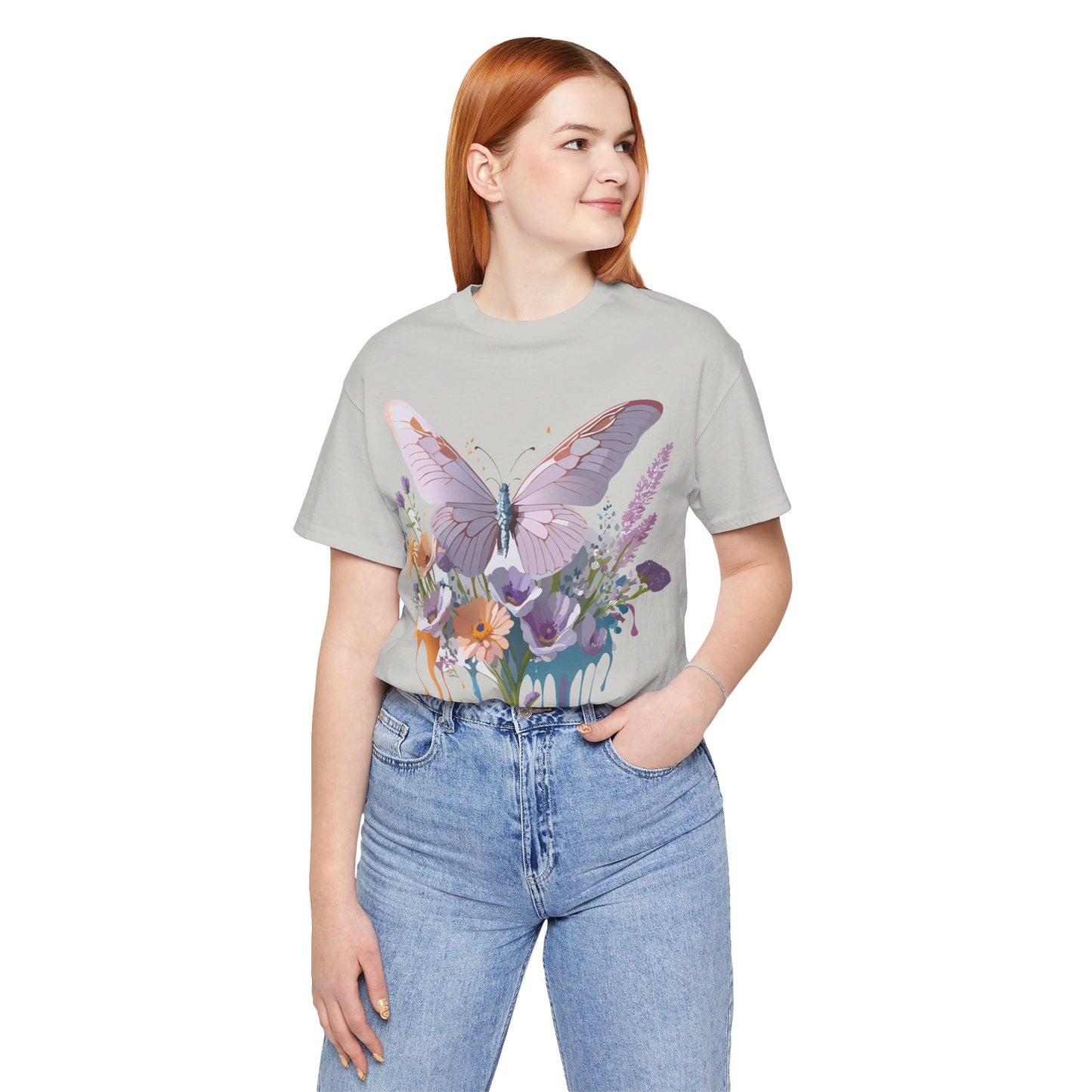 T-Shirt aus natürlicher Baumwolle mit Schmetterling